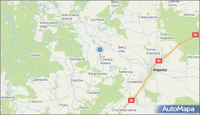 mapa Czeladź Wielka, Czeladź Wielka na mapie Targeo